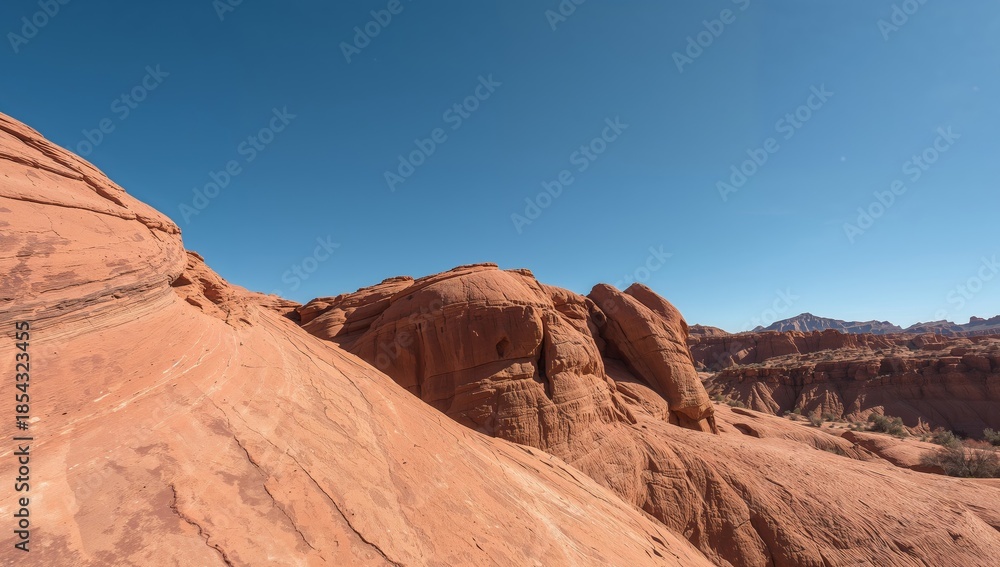 Fototapeta premium Terra Cotta Ridges Against Azure Sky, Abstract Geological Composition, Natures Artwork.