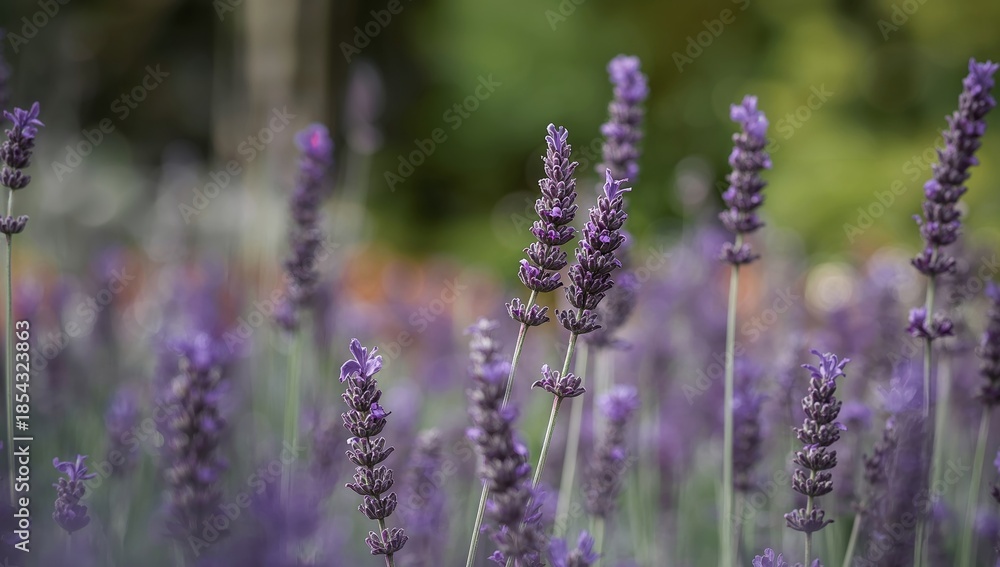 Fototapeta premium Violet Hues. A Serene Field of Abstract Floral Forms in Soft Focus, Delicate Texture.