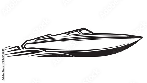 Speedboat speeding across the water, captured from a side viewpoint