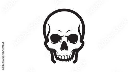 Simplified black and white illustration of a human skull viewed from the front