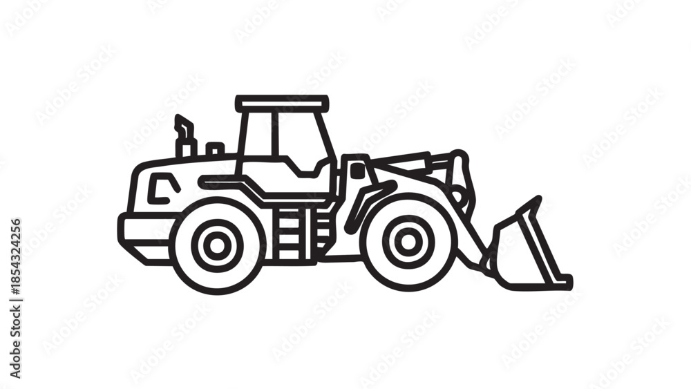 Fototapeta premium A front loader is operating in an outdoor construction site viewed from the side