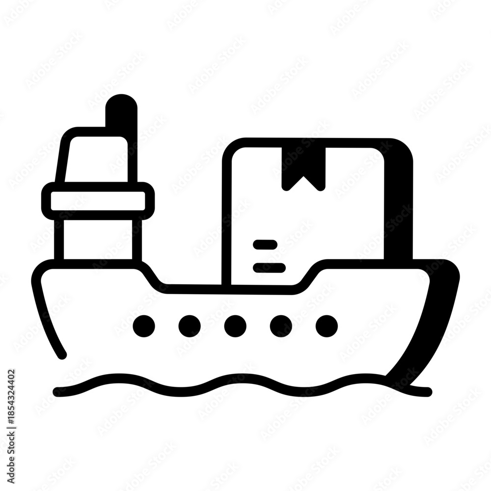 Obraz premium A linear style icon representing cargo ship