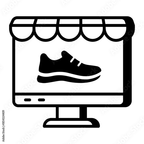 A line style icon showing ecommerce