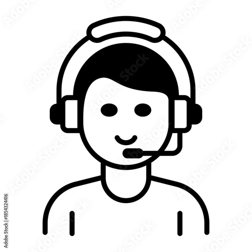 An outline style icon depicting customer service