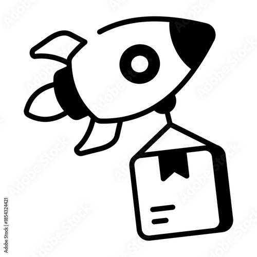An outline style icon depicting fast delivery