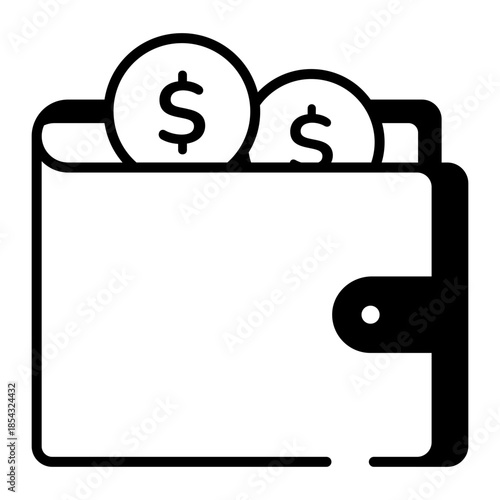 A line style icon showing wallet