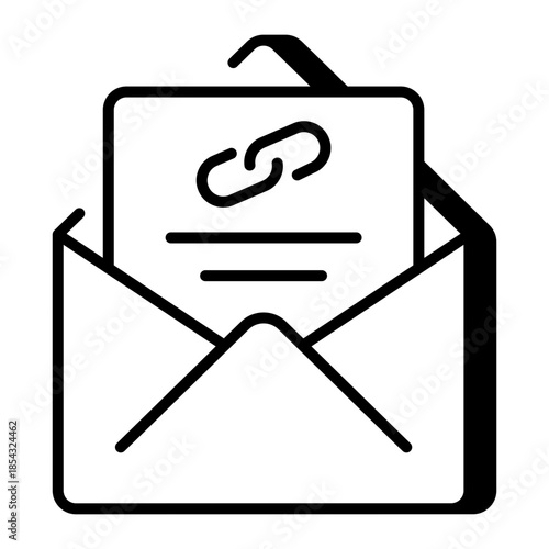 An outline style icon depicting linked mail
