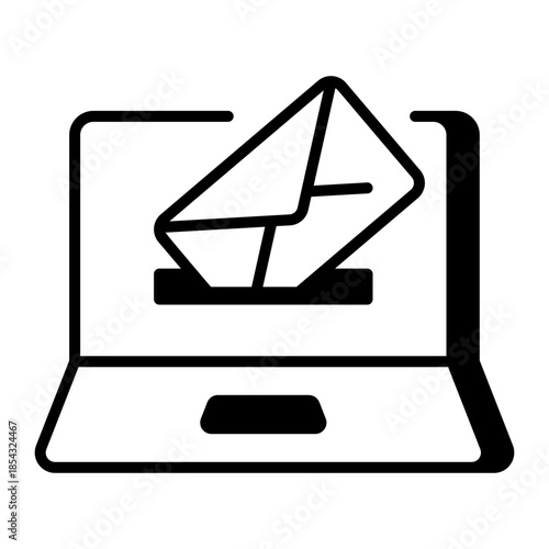 An outline style icon depicting incoming email