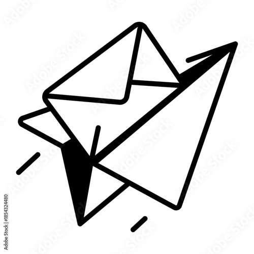 A line style icon showing sending email