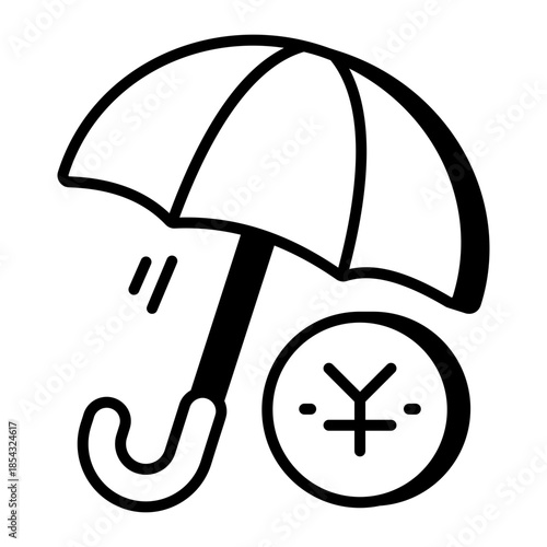 A line style icon showing financial insurance