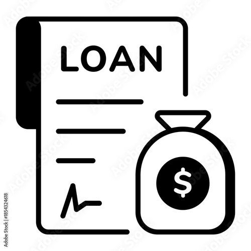 A linear style icon representing loan application