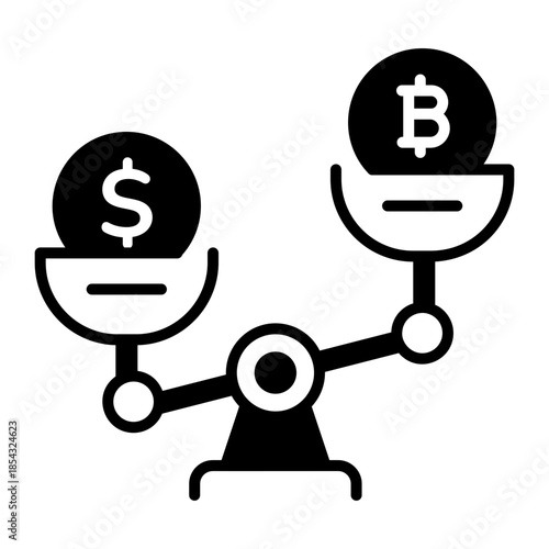A line style icon showing money comparison