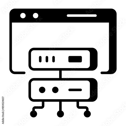 A line style icon showing web server