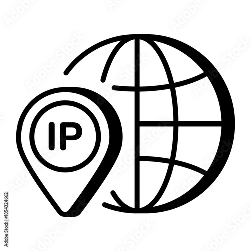 An outline style icon depicting ip address