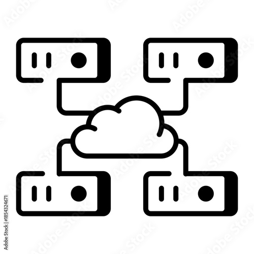 A linear style icon representing distributed database