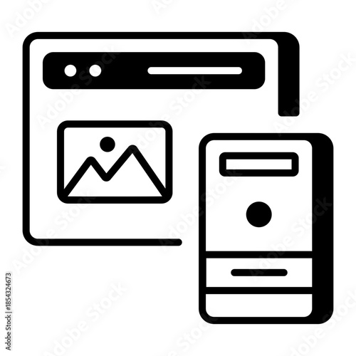 An outline style icon depicting cache memory