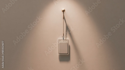 Hanging badge on wall in spotlight for security access concept
