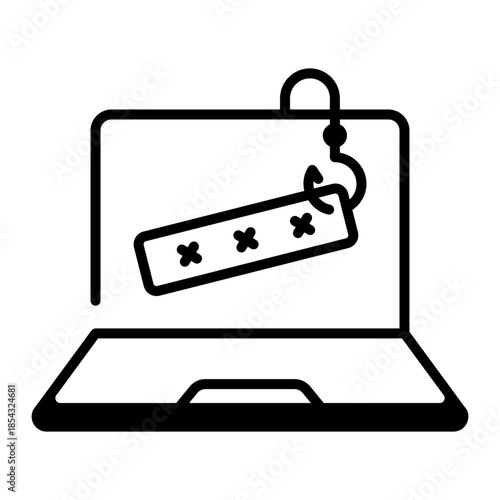 A line style icon showing password phishing