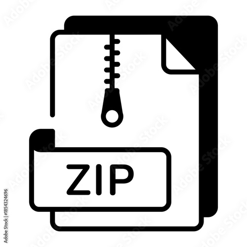 A line style icon showing zip file