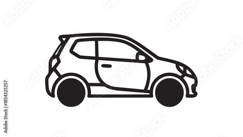 Simple line illustration of a compact car viewed from the side