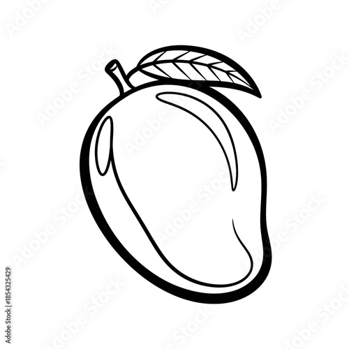 Simple outline drawing of a fresh mango fruit
