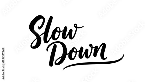 Elegant script text art conveying the message to pause and reflect in a calm manner