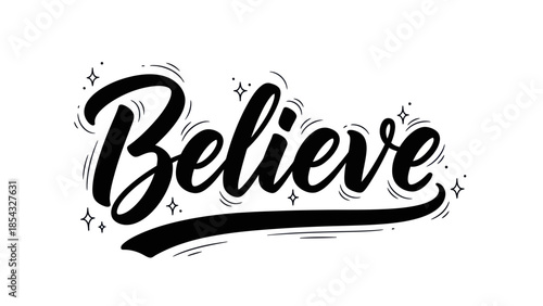 Bold hand-lettered affirmation in sparkling script style, promoting motivation and confidence