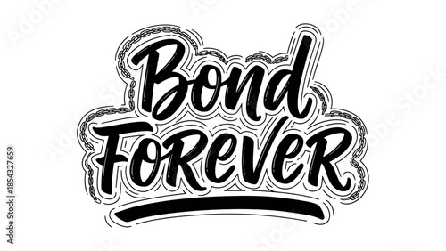 Captivating calligraphy with a chain motif expressing unbreakable connection and enduring affection