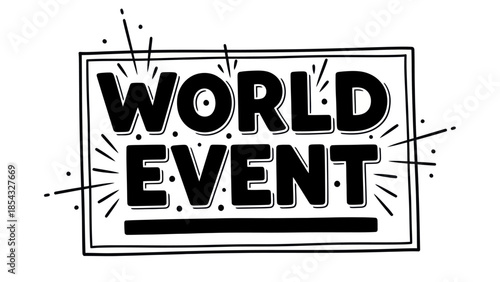 Bold typographic illustration of a significant global event announcement with festive visual