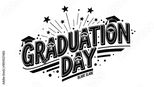 Celebrate Academic Achievement Graduation Day with Tassels and Stars Festive Typography Design