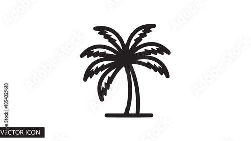 Palm tree icon illustration on a white background viewed from the front