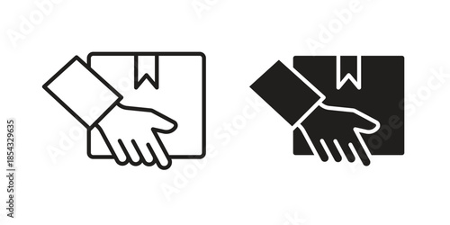 Hand holding box icons sign vectors. suitable for web, app, infographic, etc