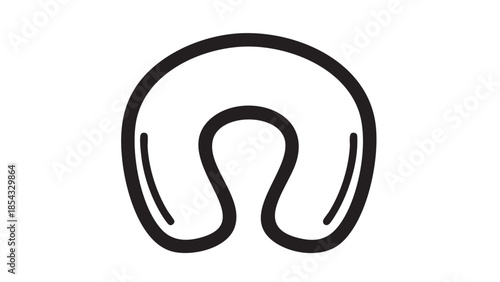 Simple Black Line Art Illustration of a Horseshoe Shape on a White Background