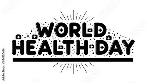 Global Health Awareness Day Creative Typographic Design with Medical Symbols and Dynamic Elements