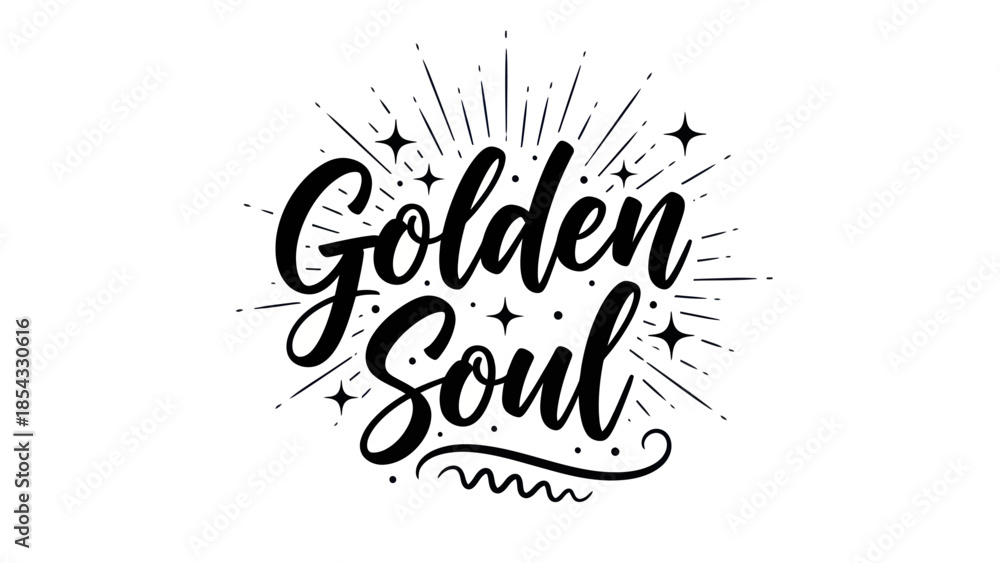 Fototapeta premium Inspirational 'Golden Soul' hand-lettered design radiating positivity and celestial glow