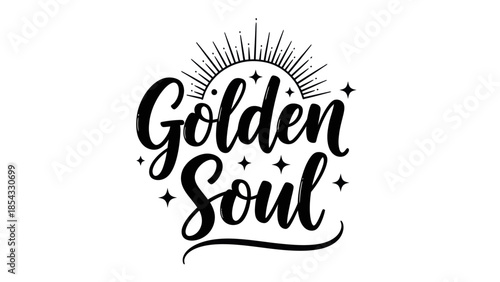 Inspirational Typography Design Golden Soul Script with Celestial Accents