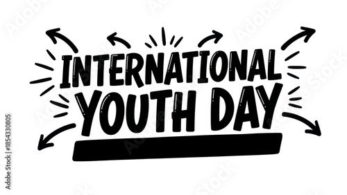 International Youth Day Celebration Design with Arrows and Sparkle Elements