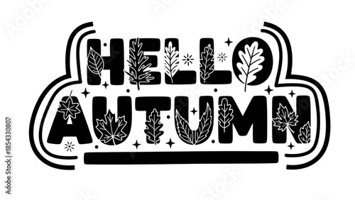 Inviting autumnal typography with stylized fall foliage and star accents celebrating the season