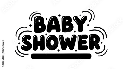 Joyful Baby Shower Celebration Typography with Bubbly Lettering and Sparkle Accents for Festive