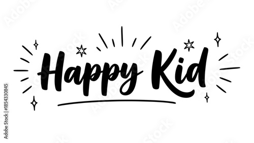 Joyful Handwritten Happy Kid Lettering with Playful Stars and Sparkles Design Element for Youth