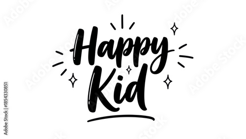 Joyful script text art celebrating childhood happiness and delight