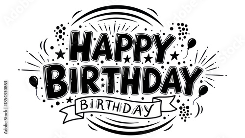 Joyful typographic design for a birthday celebration, featuring festive elements and bold lettering