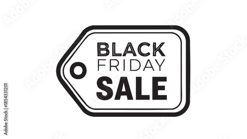 A price tag with Black Friday Sale text on a white background