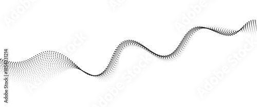 Flowing Dot Wave halftone gradient pattern on transparent background