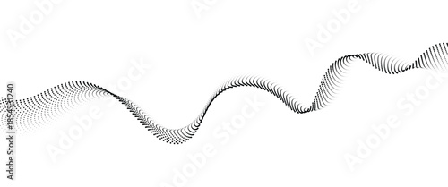 Flowing Dot Wave halftone gradient pattern on transparent background