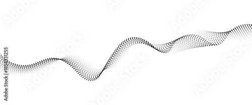 Flowing Dot Wave halftone gradient pattern on transparent background