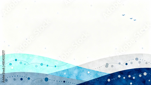 北欧スタイルの静かな雪景色と鳥の背景コピースペース