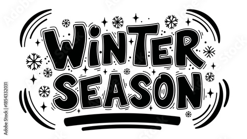 Stylish monochrome typography design for winter season holidays and snowy weather celebrations