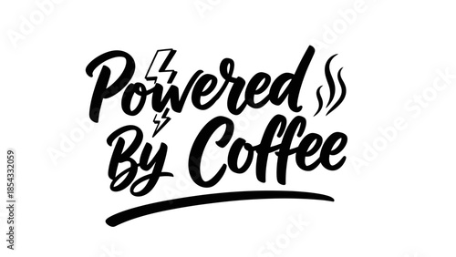 Stylish typographic design announcing the energizing effect of coffee with lightning bolt accents