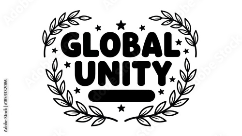 Symbol of global unity and togetherness featuring laurel wreath and stars